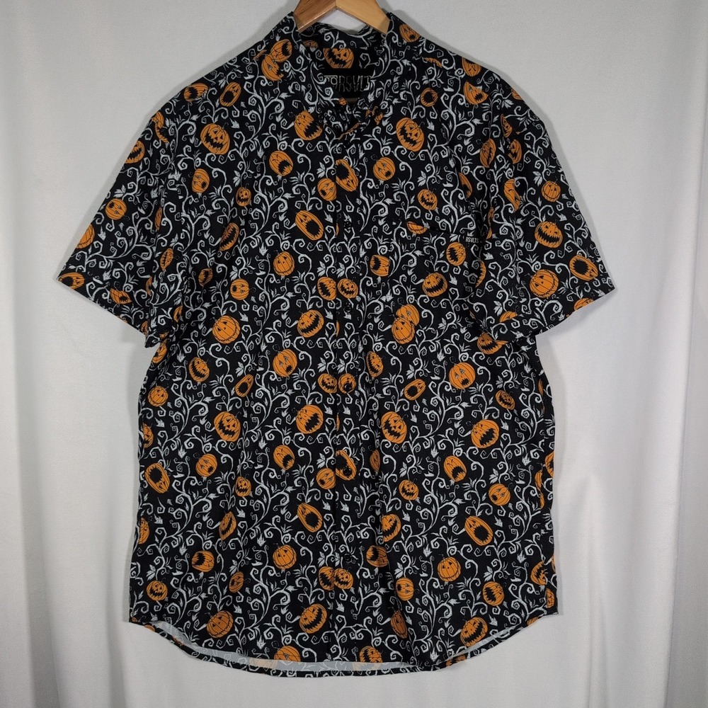 RSVLTS Pumpkin Patch Shirt Kunuflex XL Halloween Fall Jack-O-Lantern Black AOP